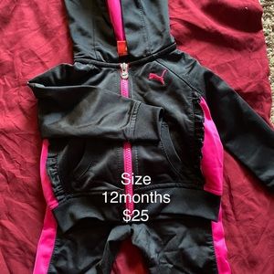 Baby girl Puma  2 piece pants and jacket size 12 months